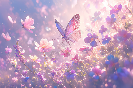 花园中的粉色蝴蝶图片