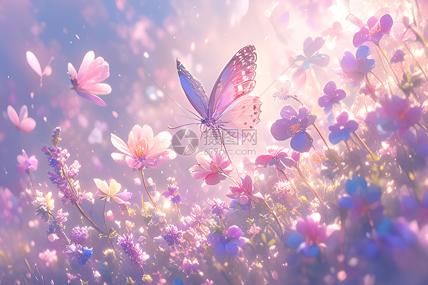 花园中的粉色蝴蝶图片