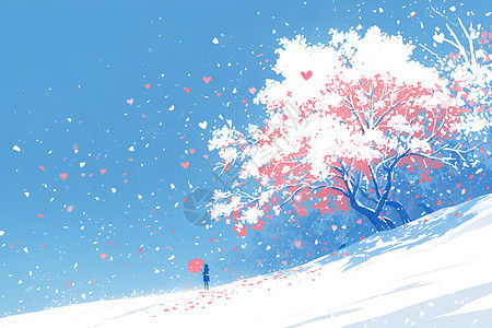冬日的花树美景图片