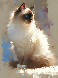 沉醉于油画中的可爱猫咪图片