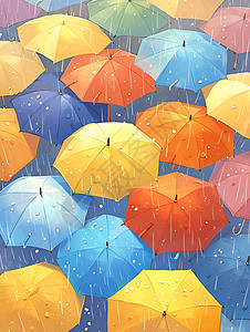 雨中彩虹伞图片