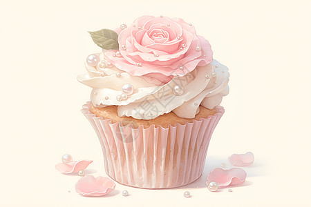 粉色玫瑰珍珠蛋糕图片