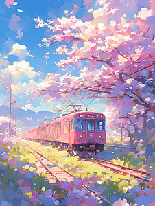 春日樱花列车图片