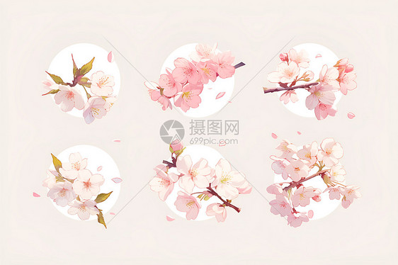 清新的樱花花束图片