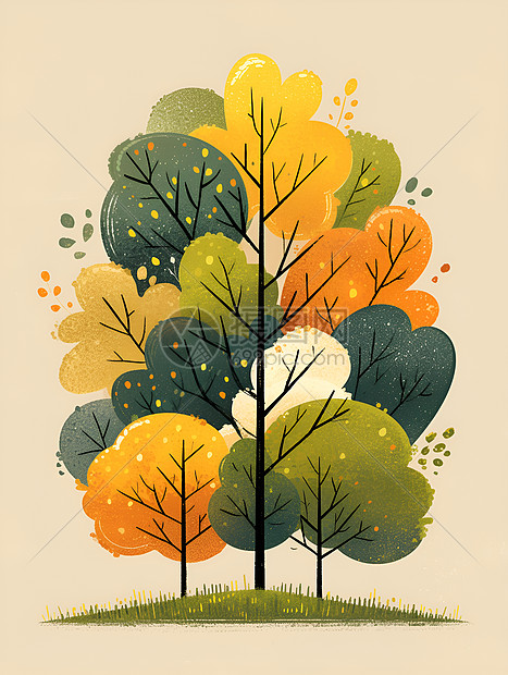 秋天树林里的树木图片