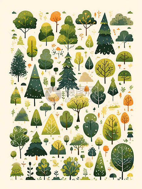 童话森林中的可爱树木图片
