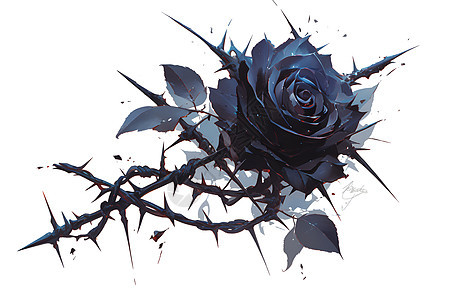黑玫瑰与铁丝缠绕图片