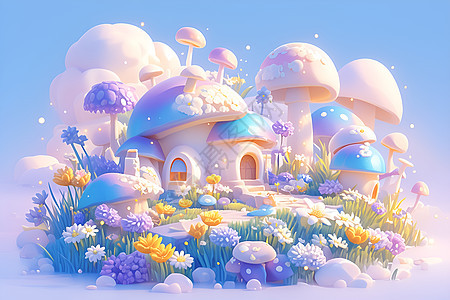 梦幻蘑菇小屋图片