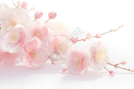 粉色的桃花树枝图片