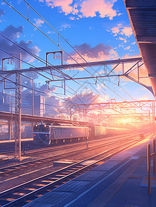 日出时的火车图片