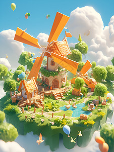 梦幻岛的风车图片
