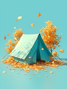 草地上的金叶帐篷图片