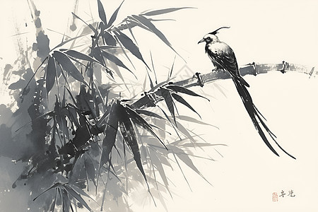竹叶上的鸟图片