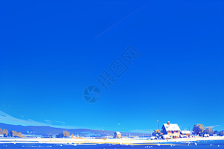 雪地上的房屋图片