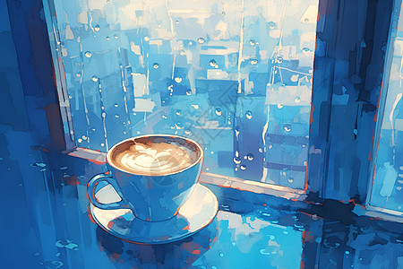雨天温暖咖啡图片