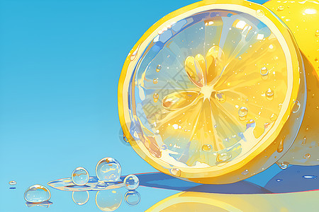 夏日冰凉的柠檬片图片
