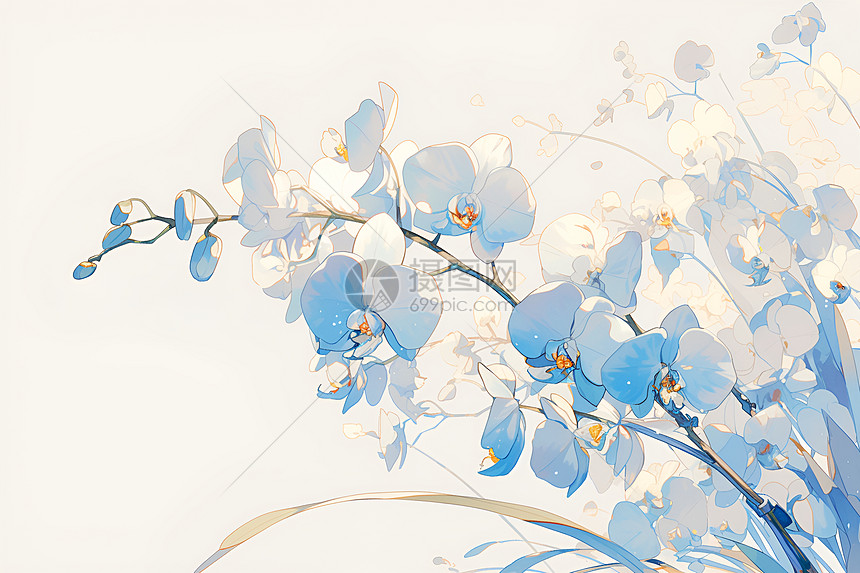 色彩温和的蓝色花束图片
