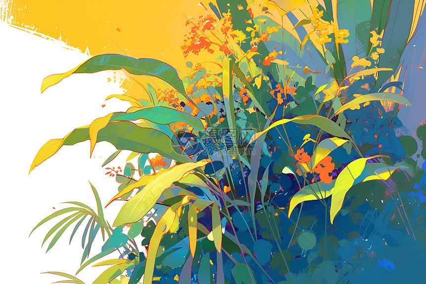 彩色水彩植物背景图片