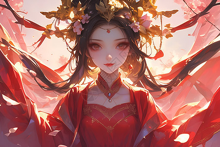 红衣女王插画作品图片