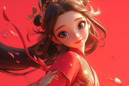 红裙仙女可爱插画图片