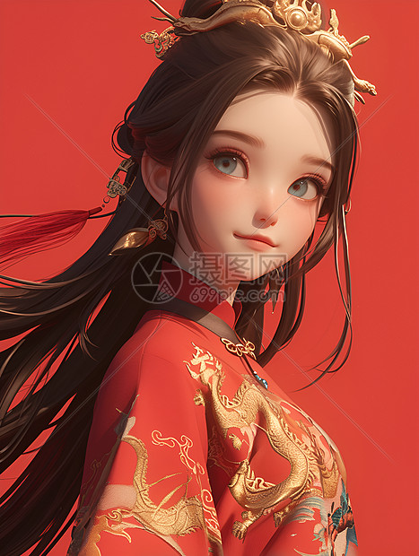 玫瑰华服少女图片