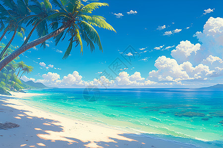 热带天堂的棕榈树背景图片