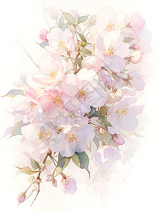 柔美粉色花朵水彩画图片