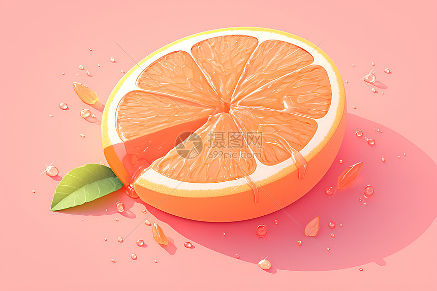 粉色背景上的鲜甜柚子图片