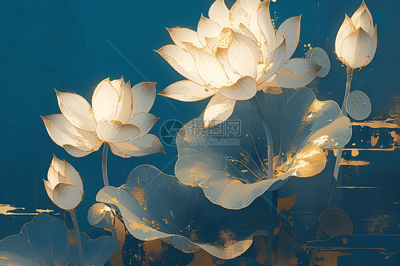 池塘盛开的莲花图片