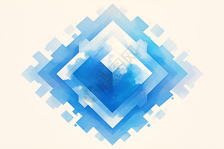 蓝色的水彩立方体图片