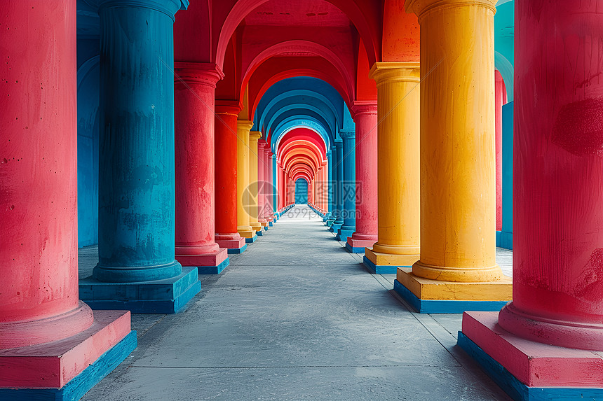 色彩斑斓的长廊图片