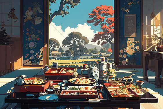 餐厅里的日式美食图片