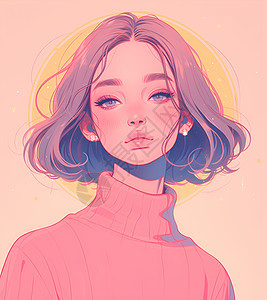 简约粉色少女插画图片