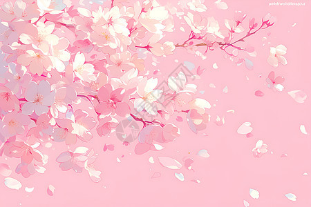 树枝上盛开的粉色樱花图片