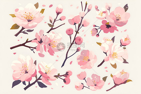 枝头的粉色樱花图片