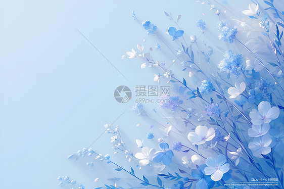 一簇美丽的蓝色花朵图片