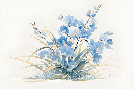 优雅绽放的蓝色兰花图片