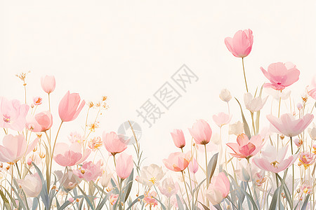 粉色郁金香在纯白背景图片