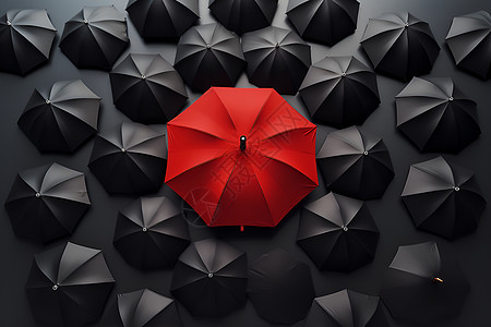 黑伞群里的红伞图片
