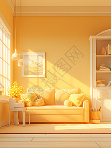 房间的黄色沙发图片