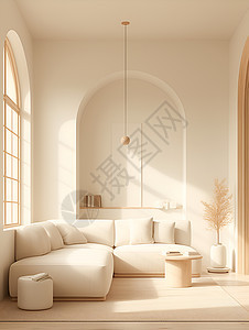 白色沙发和墙壁图片