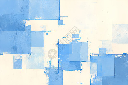 蔚蓝的方块抽象画图片