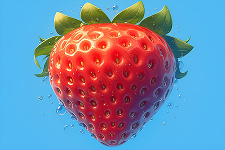 水滴覆盖的鲜艳草莓图片
