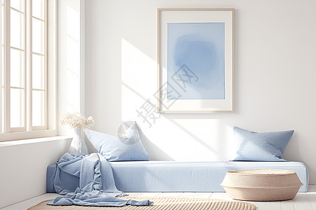 房间的蓝色沙发图片