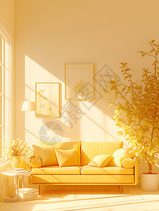 温馨的黄色沙发图片