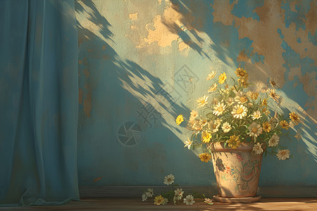 阳光下的一盆菊花图片
