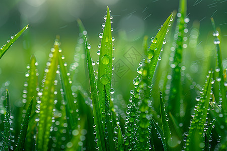 叶子上的露珠翠绿叶子上的水珠背景