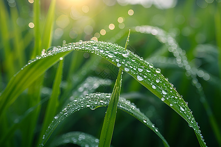 雨后的稻叶图片