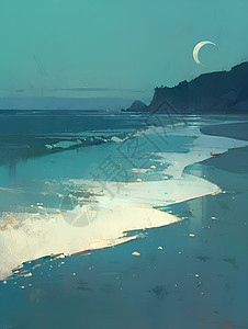 月光下的宁静沙滩图片