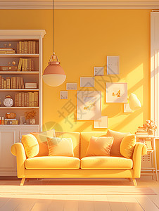 黄色调的沙发图片